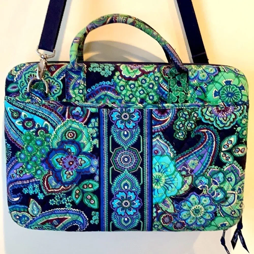 Vera Bradley Green Blue Paisley Tablet Case with Shoulder Strap